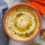 lemon garlic hummus in a bowl