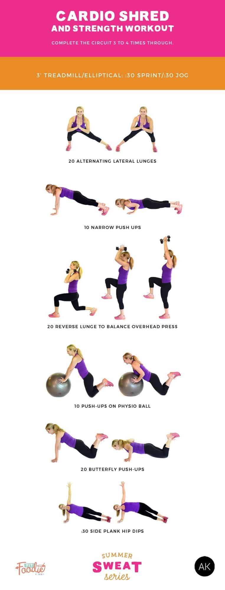 Combine cardio and strength training for the ultimate full body workout that will tone your muscles and burn fat leaving you dripping with sweat!  #SummerSWEATSeries