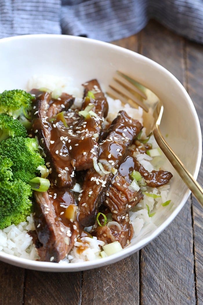 Learn how to make the most tender Mongolian Sous Vide Flank Steak using one of our favorite kitchen gadgets, the Sous Vide! sous vide steak on rice