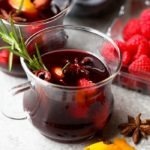spiced raspberry mulled wine in a glass ug