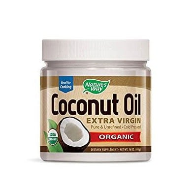 Extra virgin coconut oil combined with banana baked oatmeal.