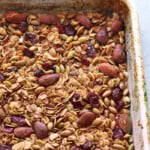 Healthy granola recipe with nuts and cranberries.