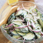 cucumber salad in a bowl