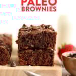 Paleo brownies displayed on a cutting board.