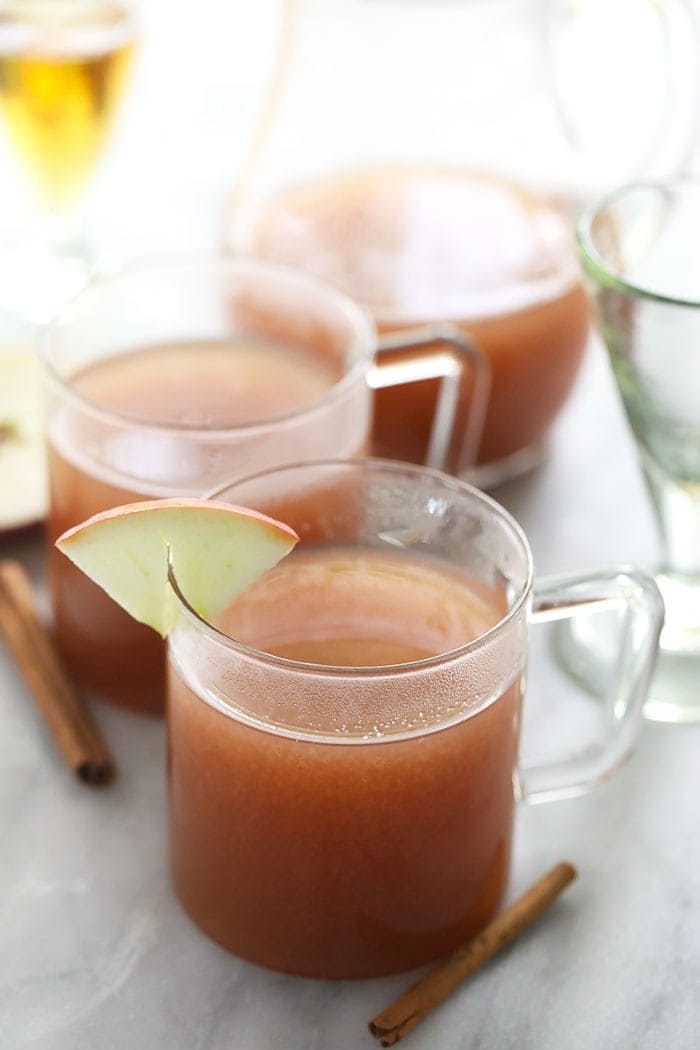 spiked apple cider in a glass mug 