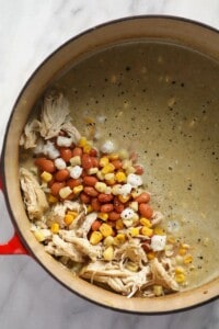 white chicken chili in pot.