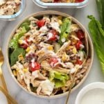 rotisserie chicken cobb salad in a bowl