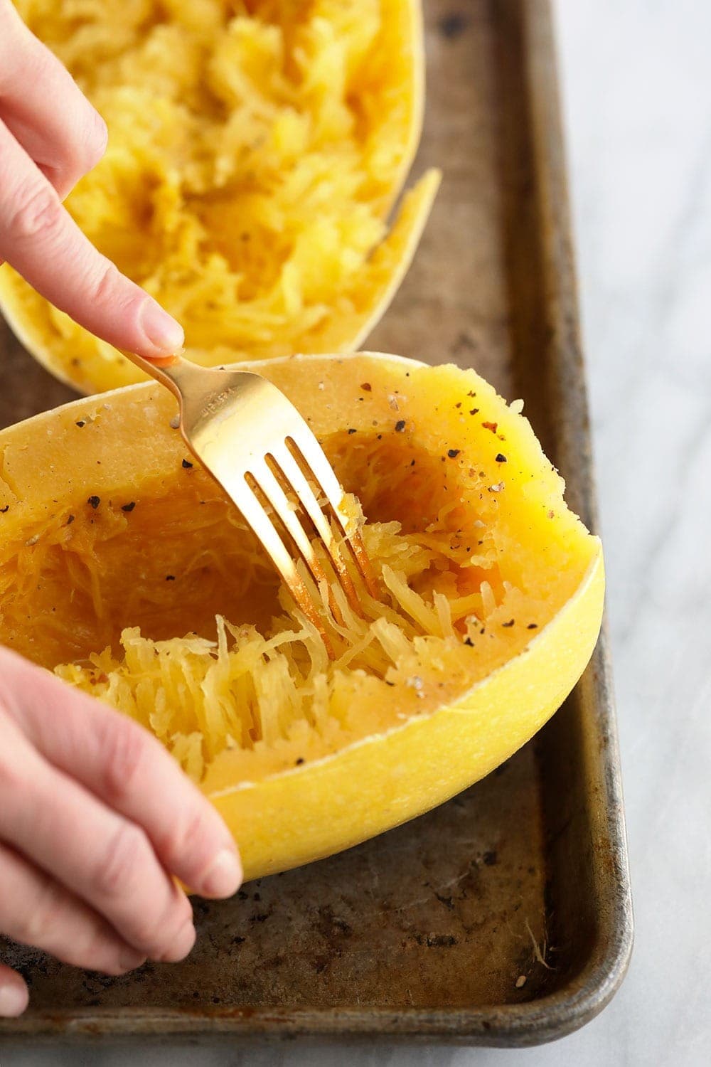 Softening spaghetti squash into noodles