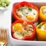 chicken fried quinoa stuffed pepper