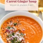 instant pot sweet potato carrot ginger soup in a bowl