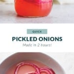 Quick pickled onions in a jar.
