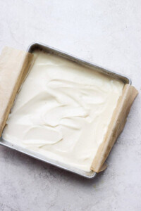 Cheesecake bars before baking.