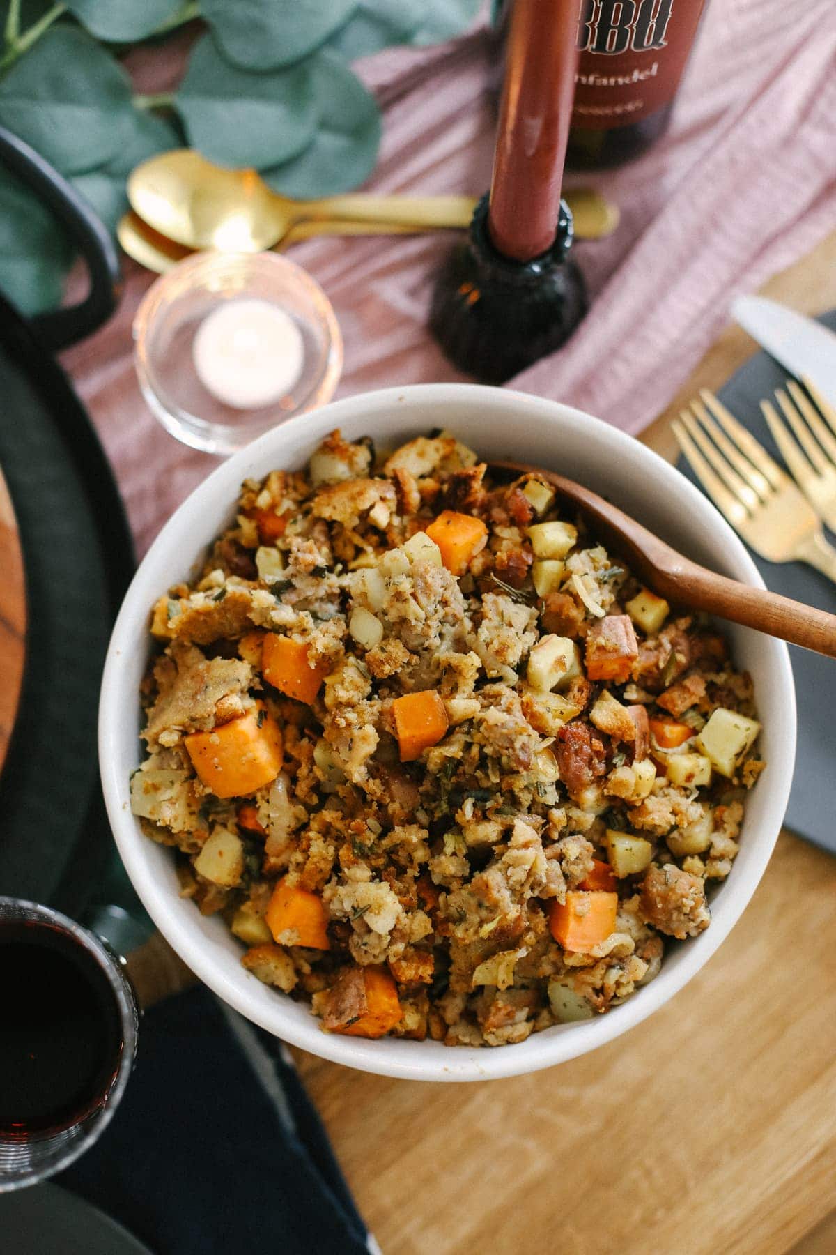 sausage stuffing in bowl