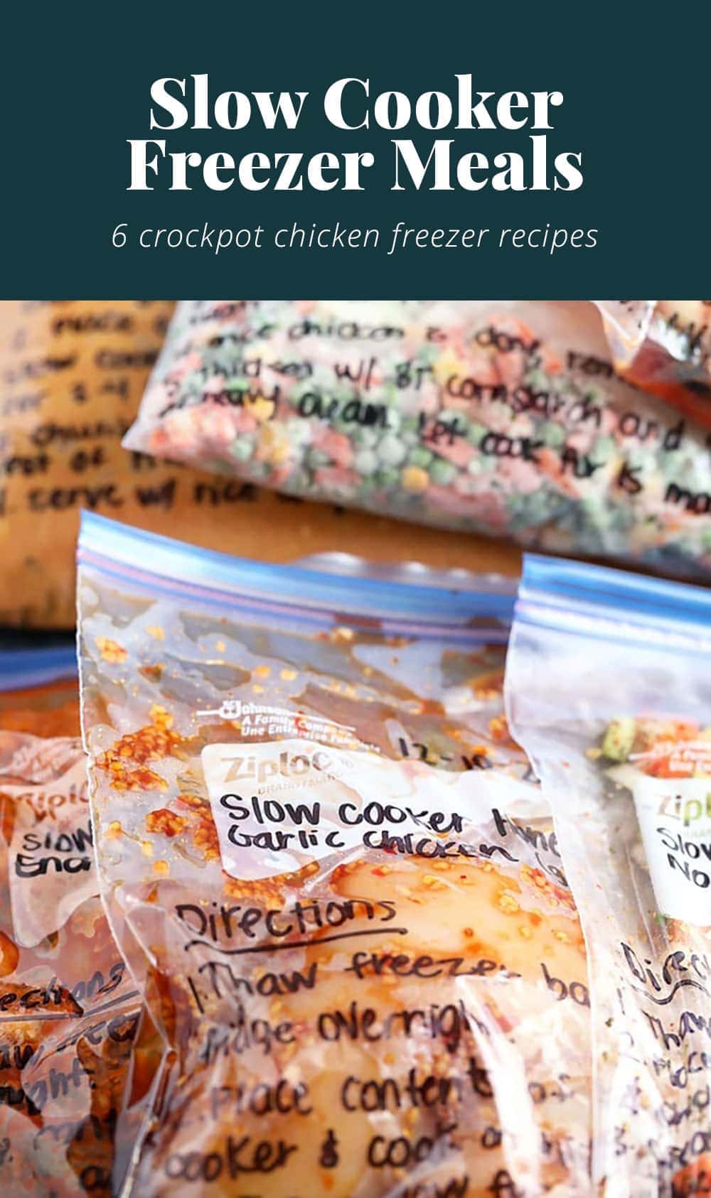 Today we're sharing 6 Crockpot Freezer Meals complete with a shopping list and everything you need to know about prepping and cooking these healthy freezer meals. freezer meals