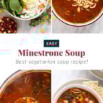 Photos of the process of making minestrone soup