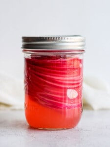 pickled onions in jar.