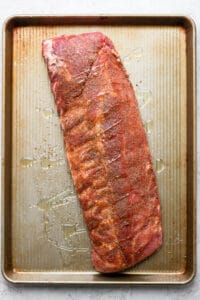 ribs on baking sheet.