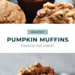 Pumpkin muffins displayed on a tray, prepared with nutritious ingredients.