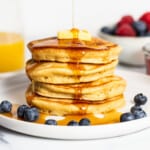 stack of pancakes with maple syrup