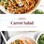 French carrot salad in a white bowl.
