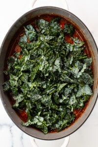 kale on top of quinoa chili.