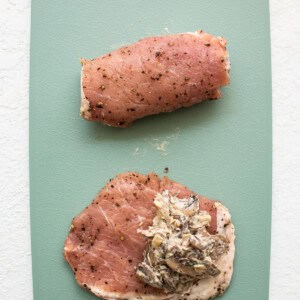 stuffing pork chops.
