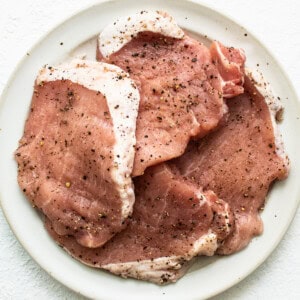 pork chops on plate.