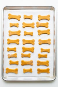dog treats on bakings heet.