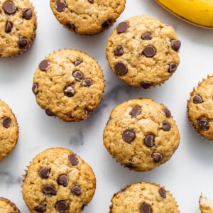 Banana bread muffins on a plate.