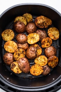 Roasted potatoes in an air fryer.