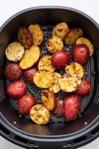 Roasted potatoes in an air fryer.