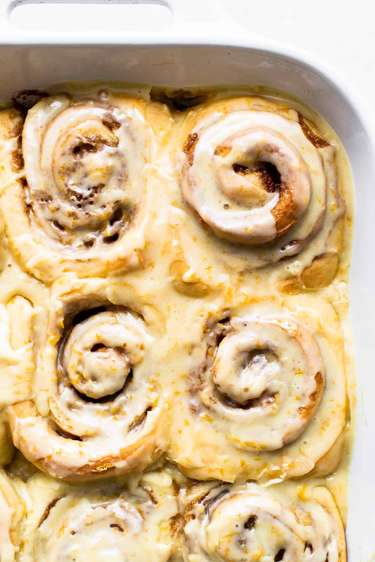 Sweet orange roll in a pan.