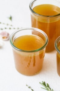 Turkey stock in a jar.