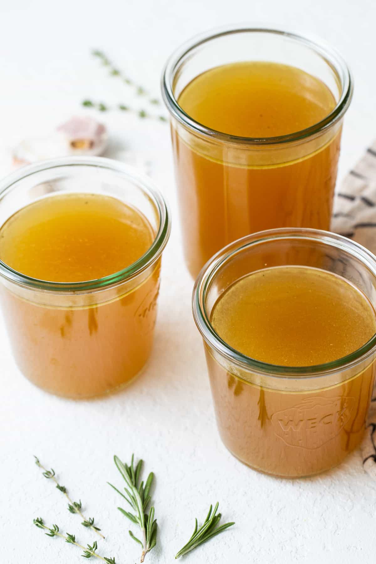 Turkey stock in jars.
