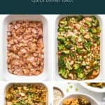 orange chicken casserole in dish.
