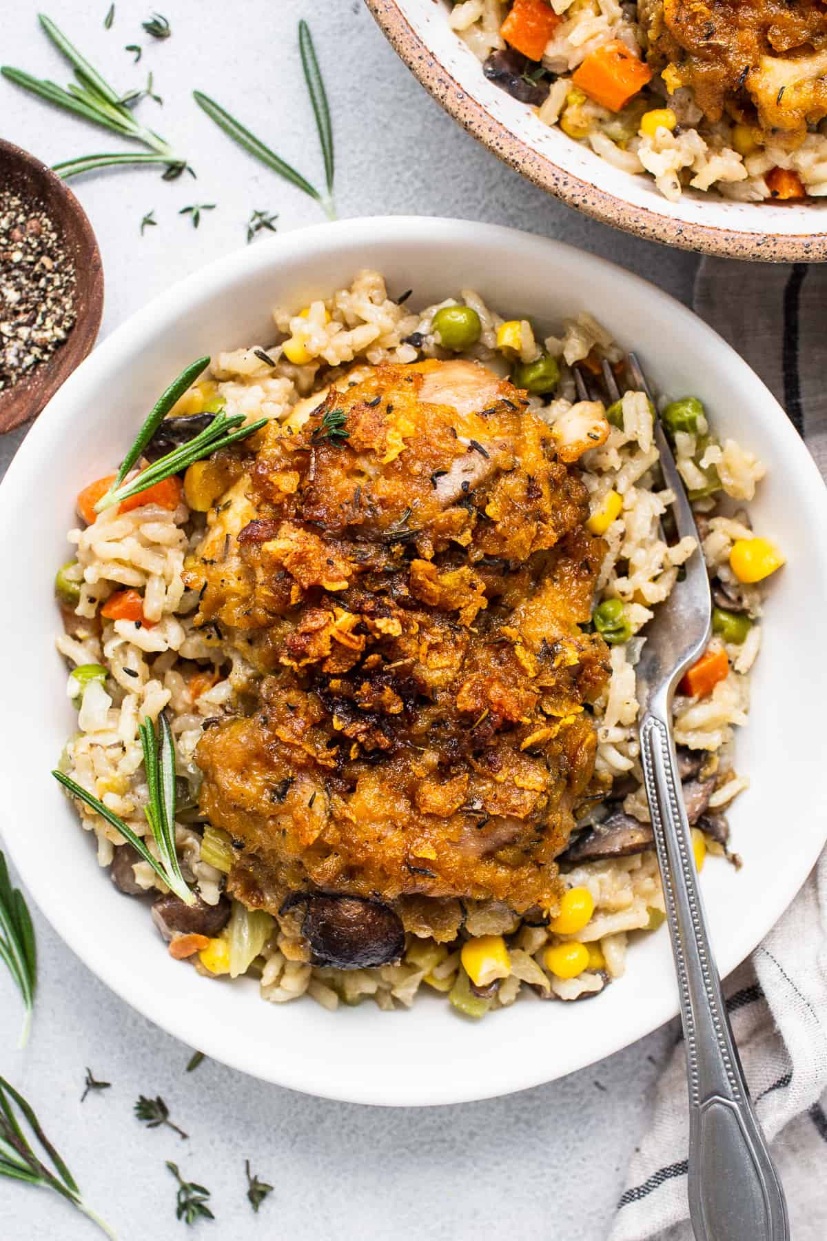 Dinner never looked so delicious! Our chicken pot pie skillet is a hearty meal that feeds a crowd and is made completely in a skillet. Enjoy! Chicken pot pie skillet in a bowl.