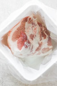 ham brining in water.