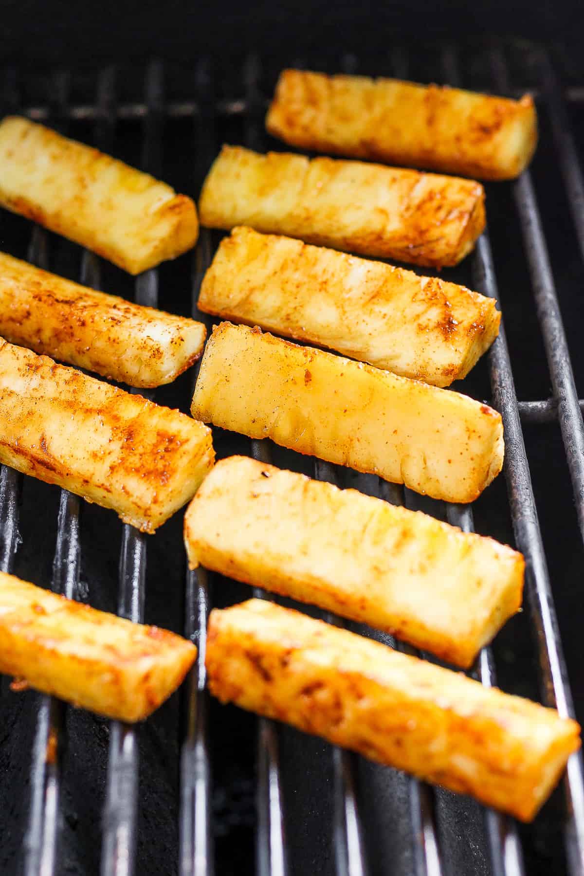 a close up of some food on a grill.