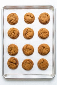 Ginger cookies on a baking sheet.